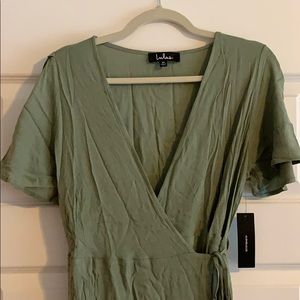 LuLu’s Washed Olive Green Wrap Maxi Dress - Medium